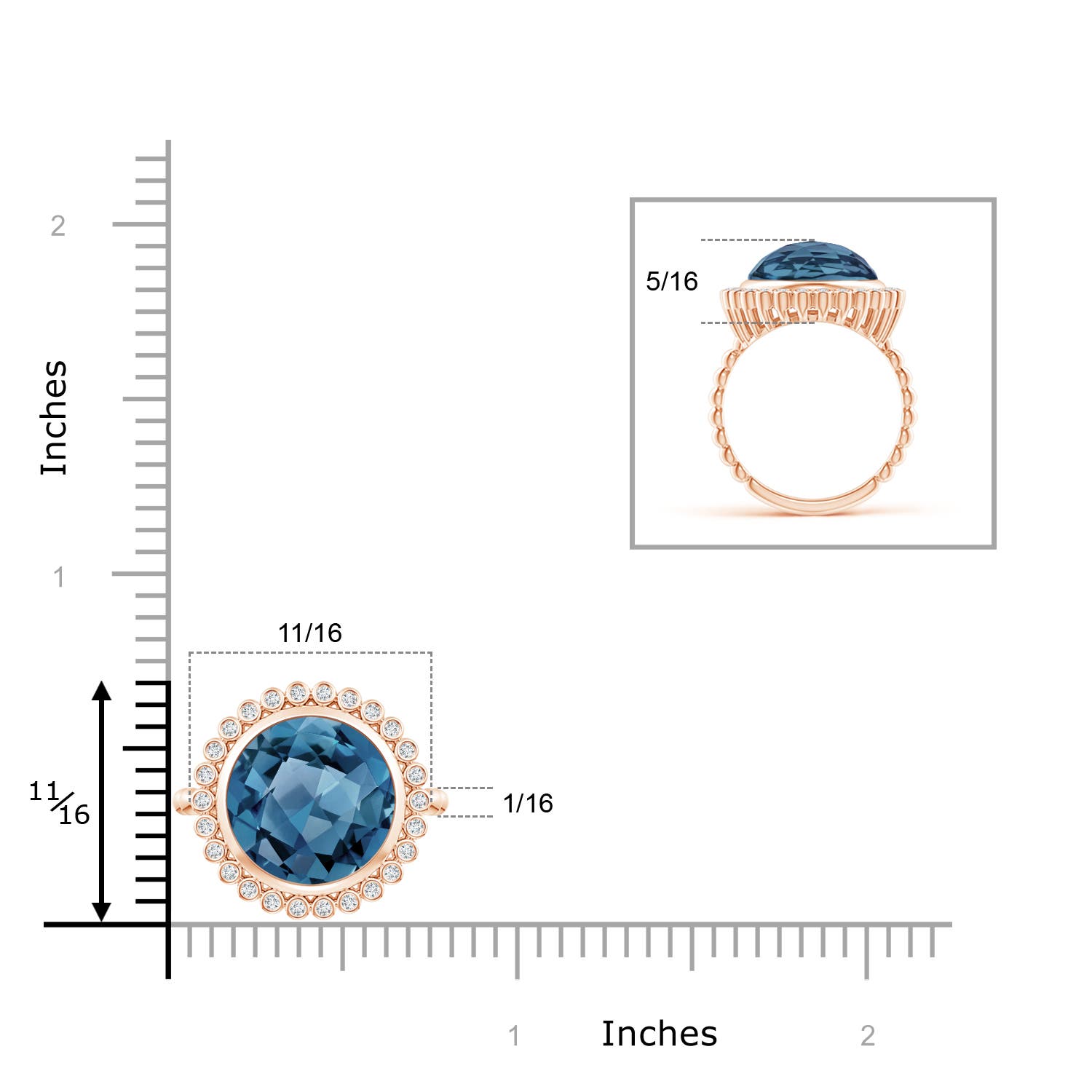 A - London Blue Topaz / 6.46 CT / 14 KT Rose Gold