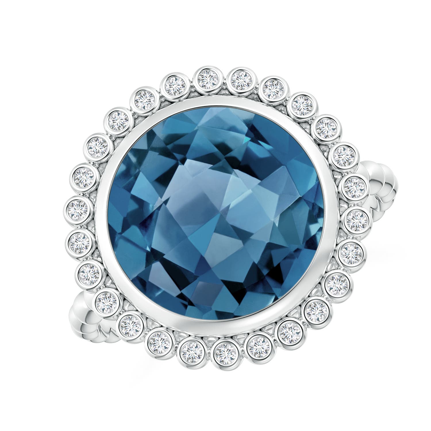 A - London Blue Topaz / 6.46 CT / 14 KT White Gold