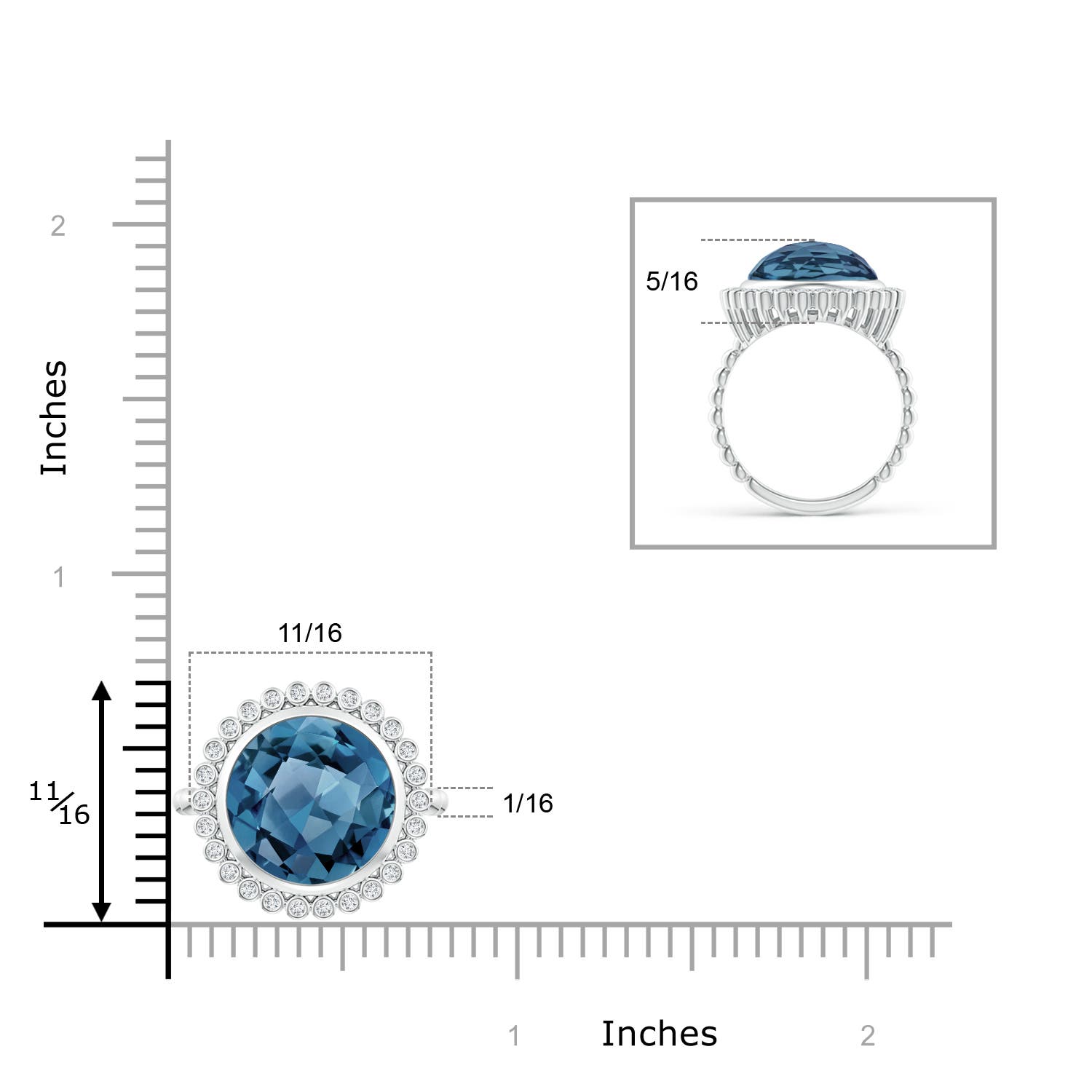 A - London Blue Topaz / 6.46 CT / 14 KT White Gold