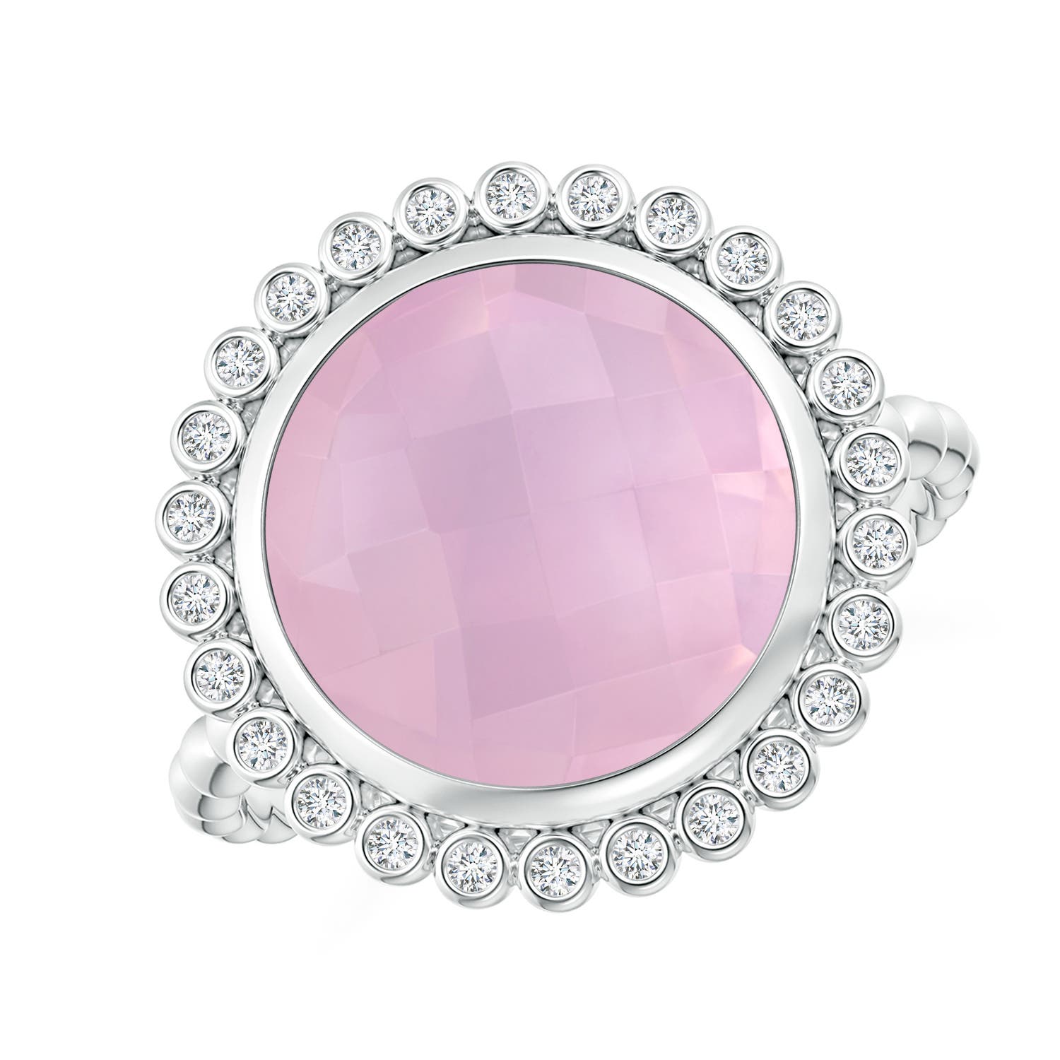 AAAA - Rose Quartz / 4.26 CT / 14 KT White Gold