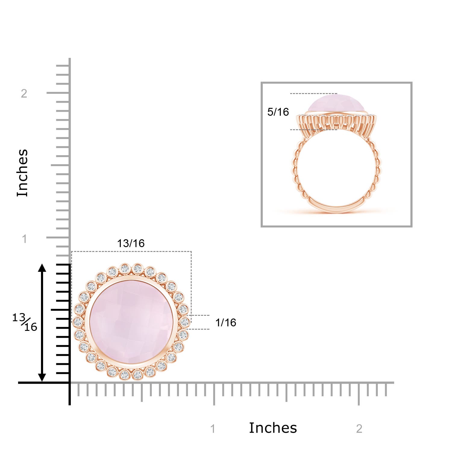 A - Rose Quartz / 7.01 CT / 14 KT Rose Gold