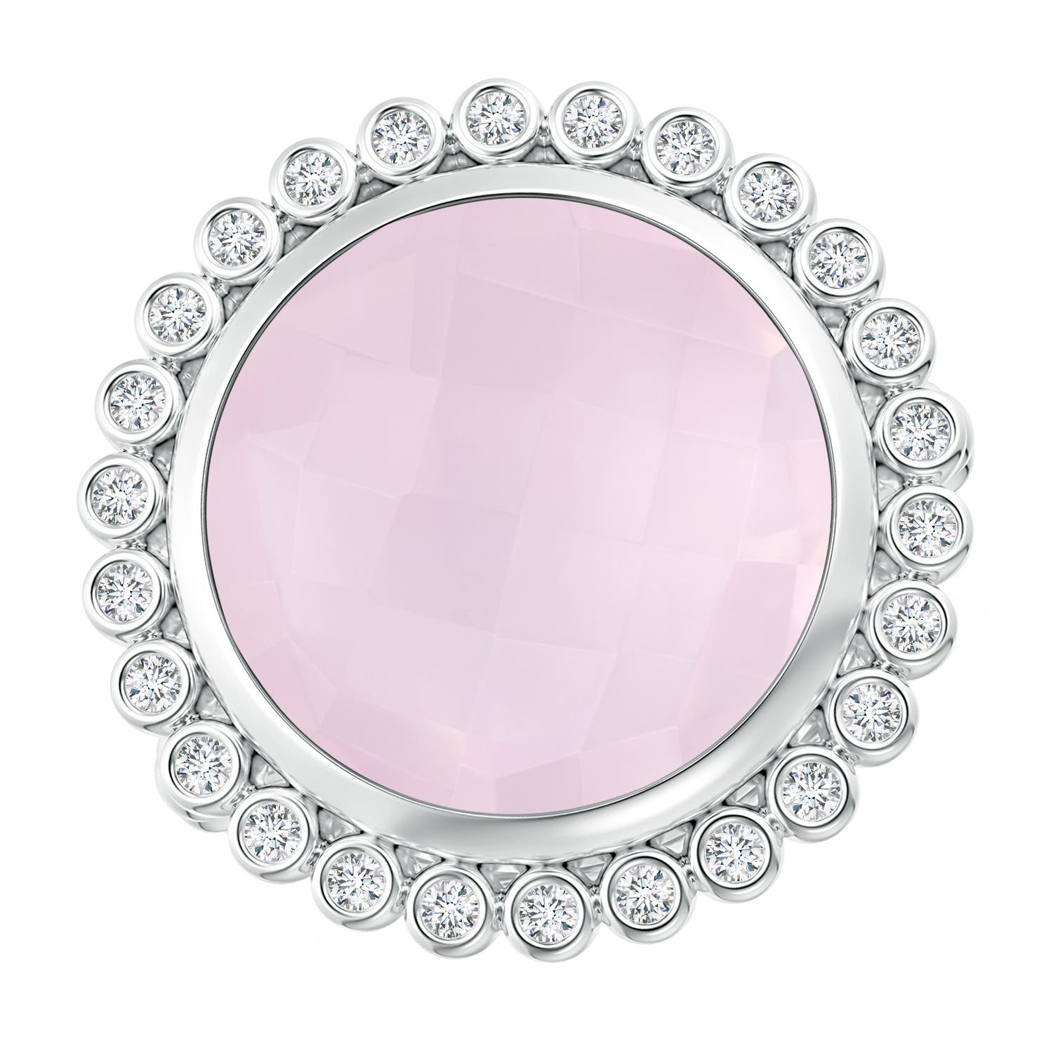 A - Rose Quartz / 7.01 CT / 14 KT White Gold