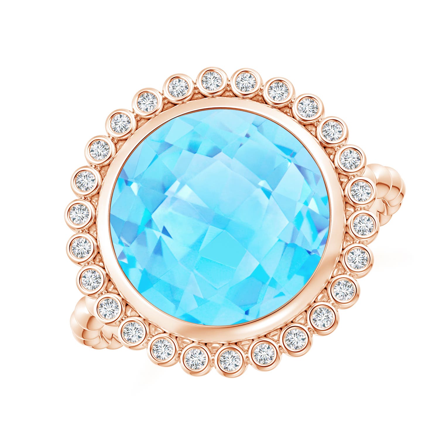 A - Swiss Blue Topaz / 6.46 CT / 14 KT Rose Gold