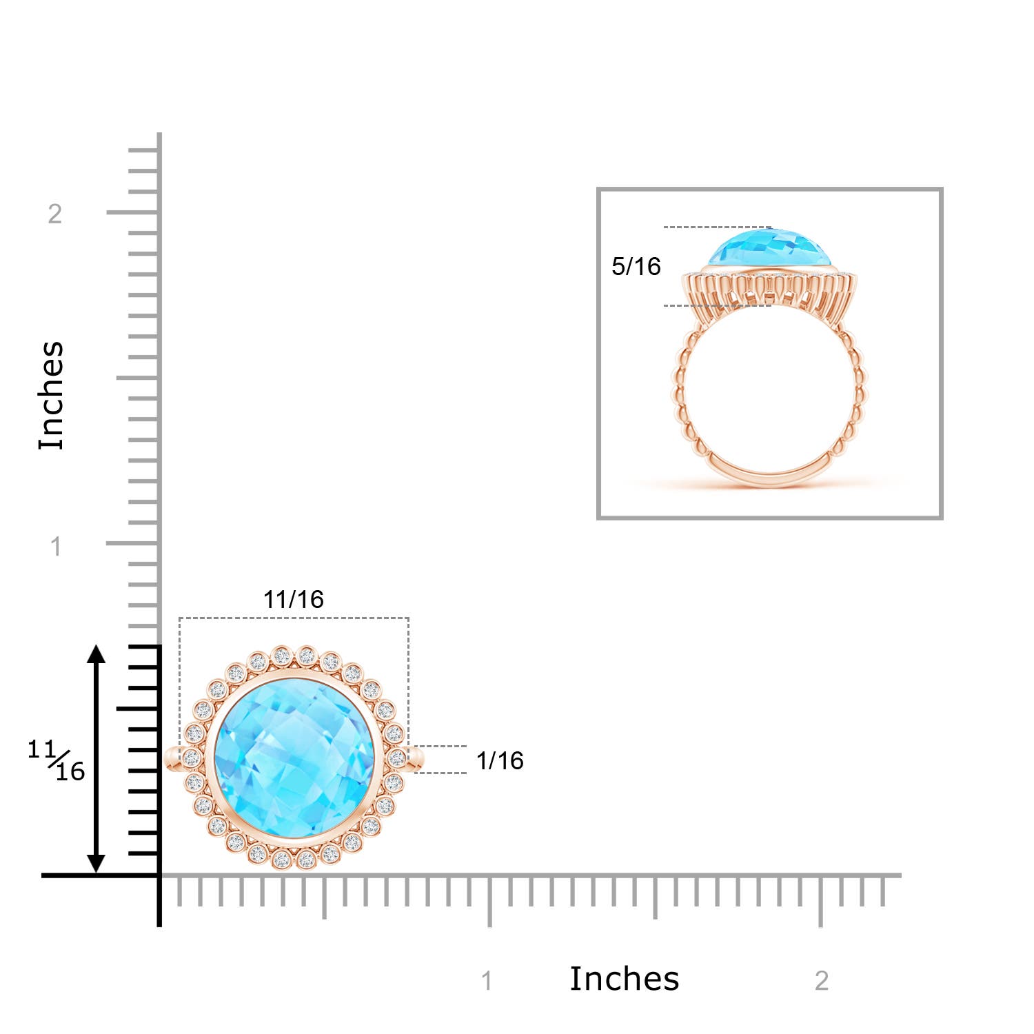 A - Swiss Blue Topaz / 6.46 CT / 14 KT Rose Gold