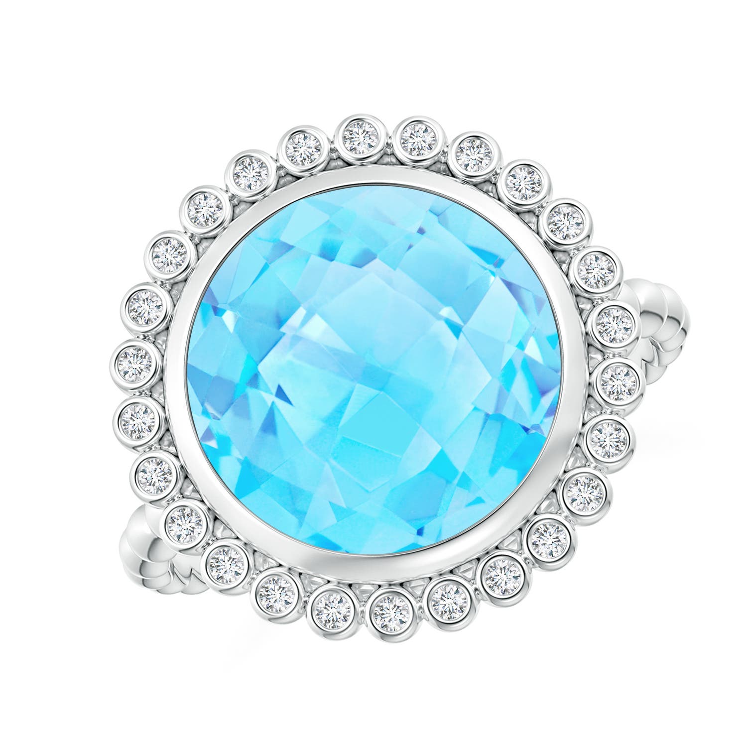 A - Swiss Blue Topaz / 6.46 CT / 14 KT White Gold