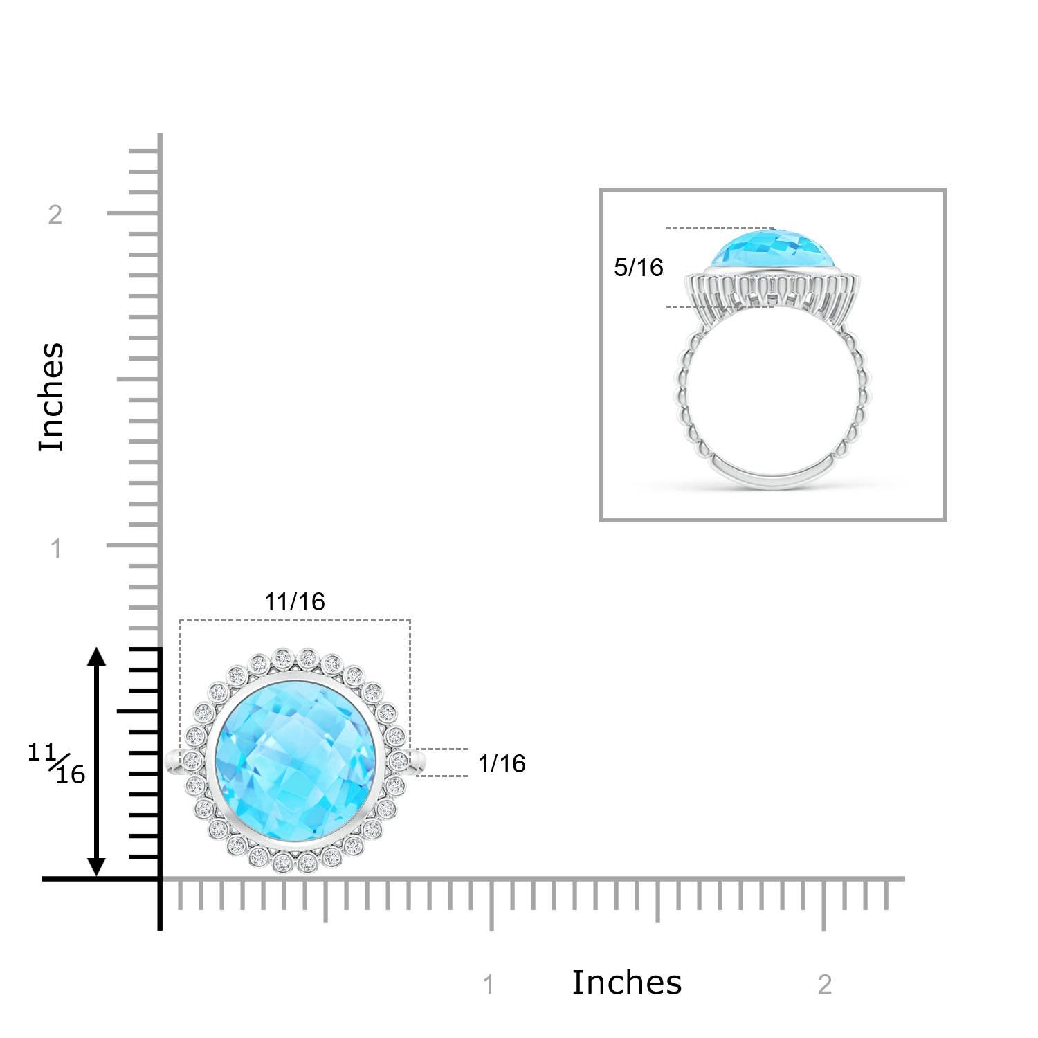 A - Swiss Blue Topaz / 6.46 CT / 14 KT White Gold