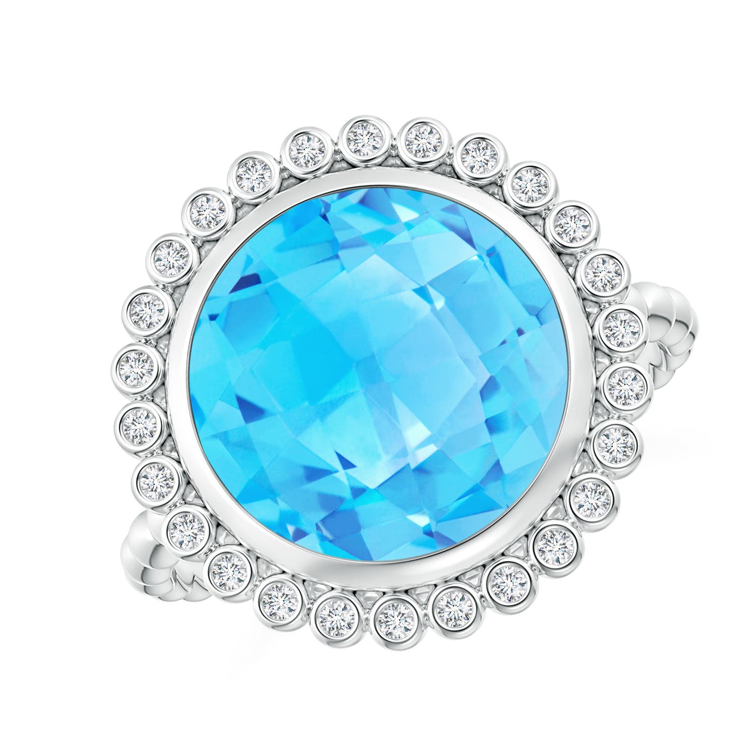 AA - Swiss Blue Topaz / 6.46 CT / 14 KT White Gold