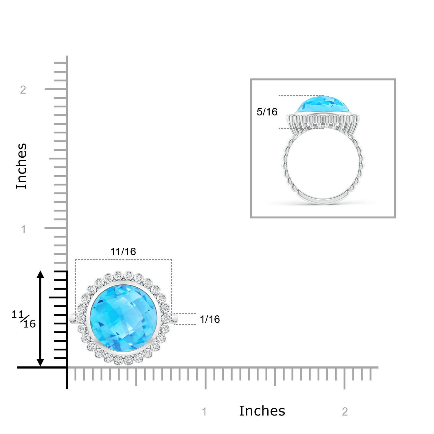 AA - Swiss Blue Topaz / 6.46 CT / 14 KT White Gold