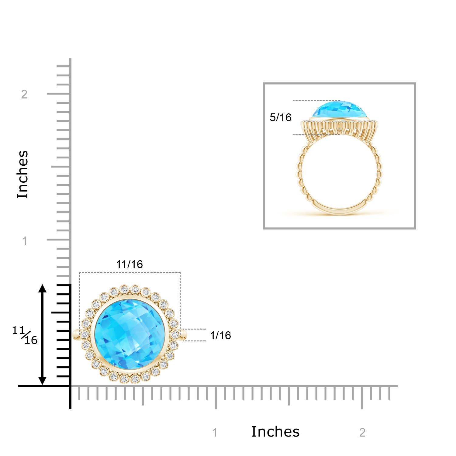 AA - Swiss Blue Topaz / 6.46 CT / 14 KT Yellow Gold