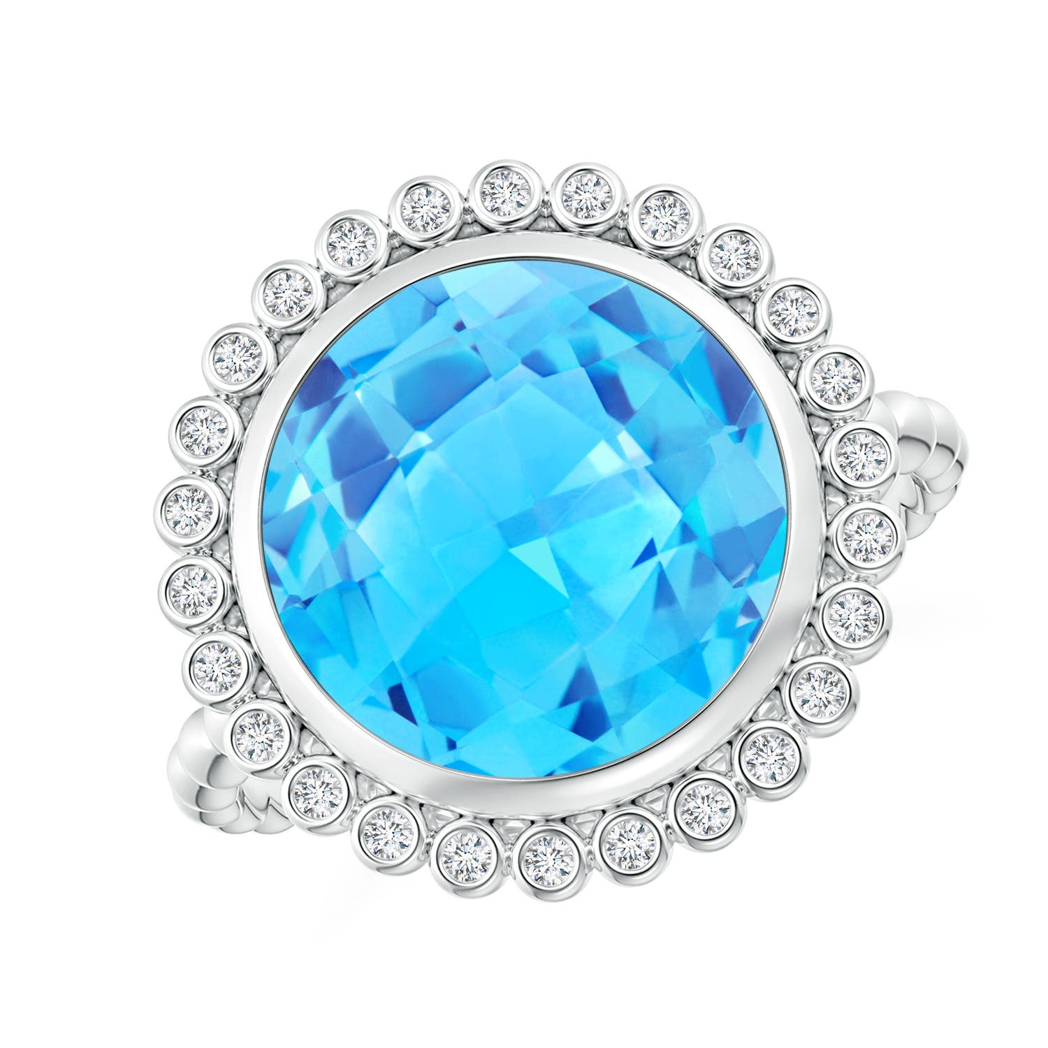 AAA - Swiss Blue Topaz / 6.46 CT / 14 KT White Gold