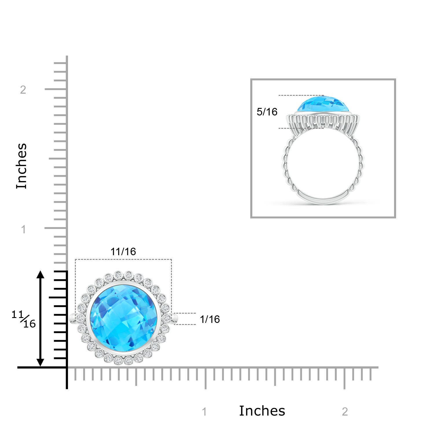 AAA - Swiss Blue Topaz / 6.46 CT / 14 KT White Gold