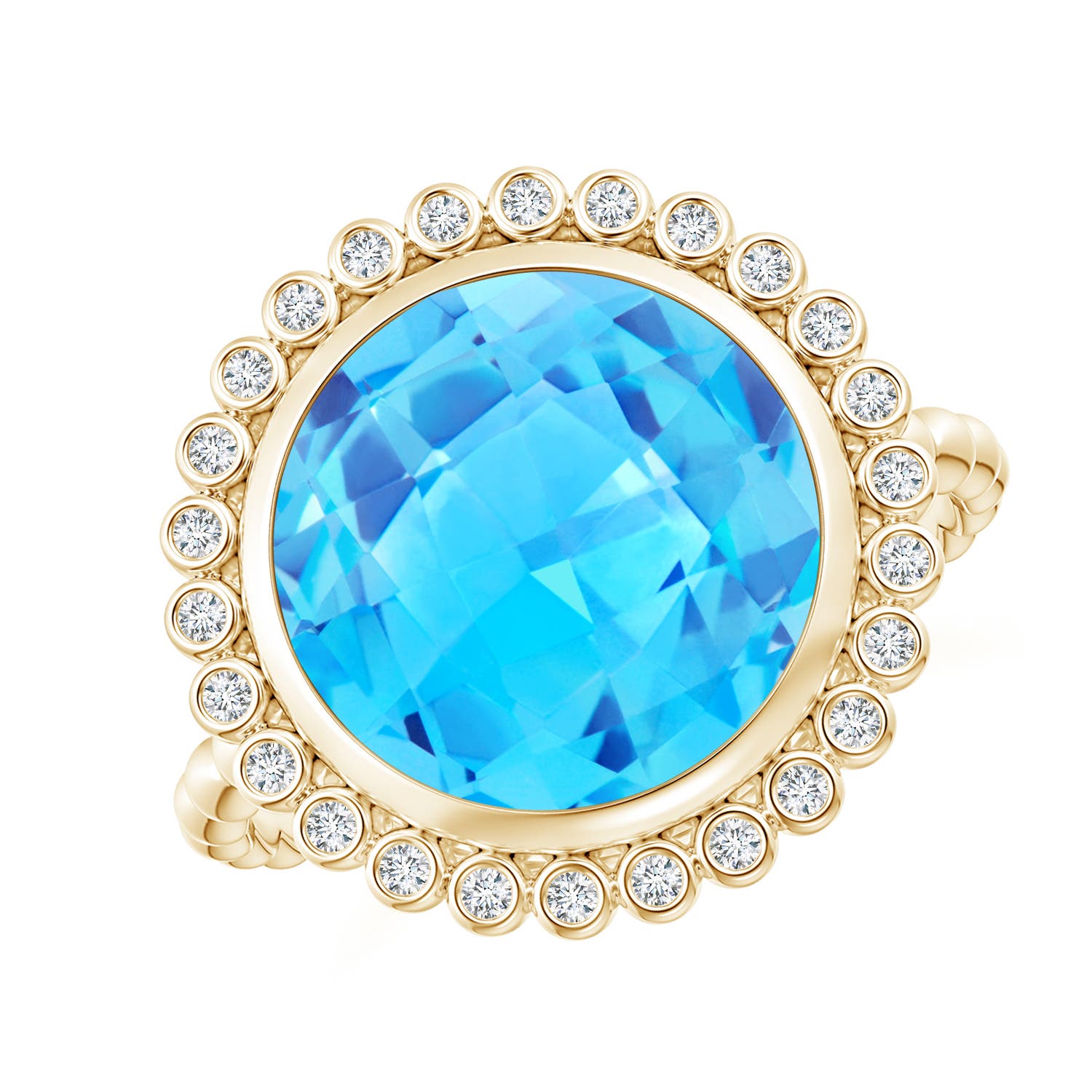 AAA - Swiss Blue Topaz / 6.46 CT / 14 KT Yellow Gold