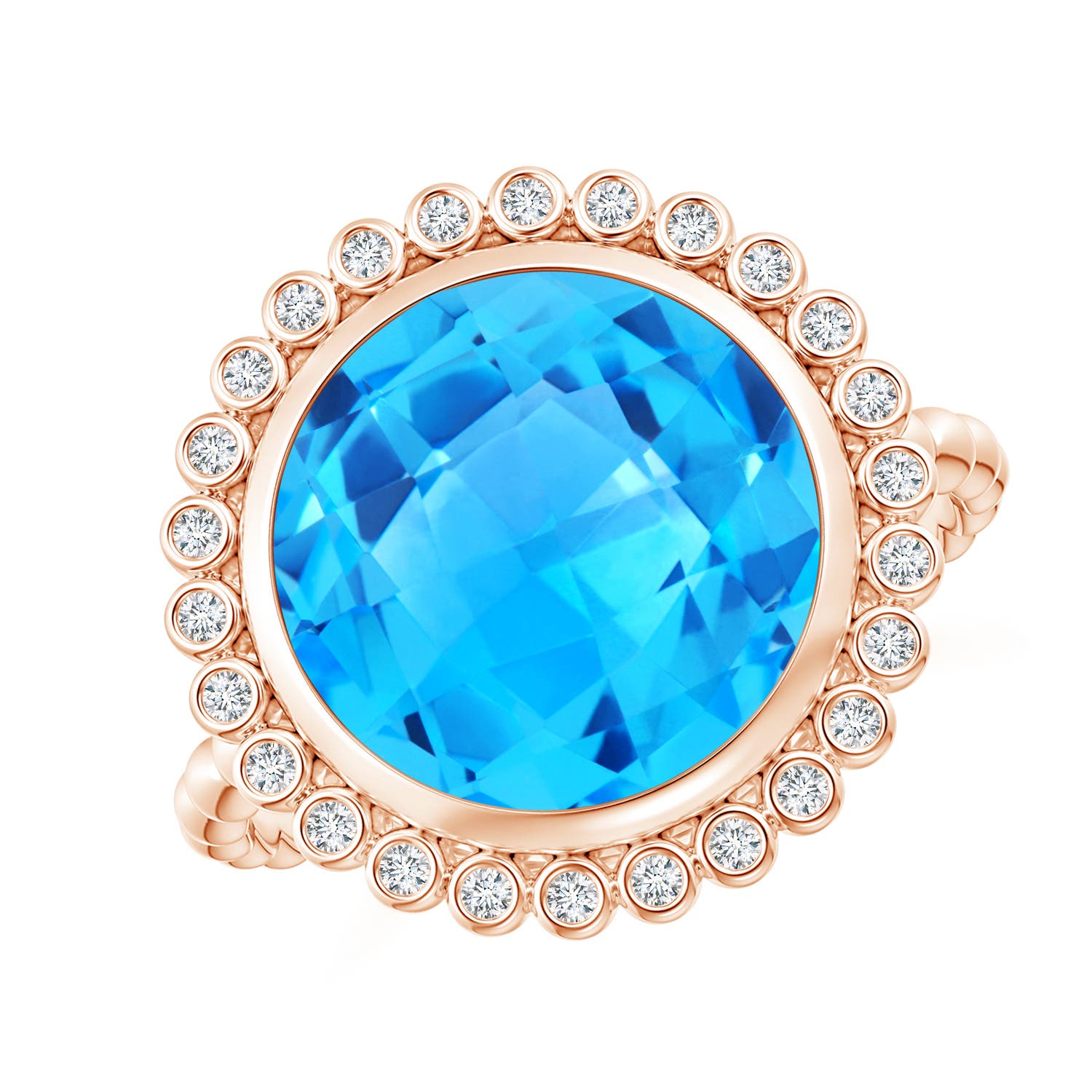 AAAA - Swiss Blue Topaz / 6.46 CT / 14 KT Rose Gold