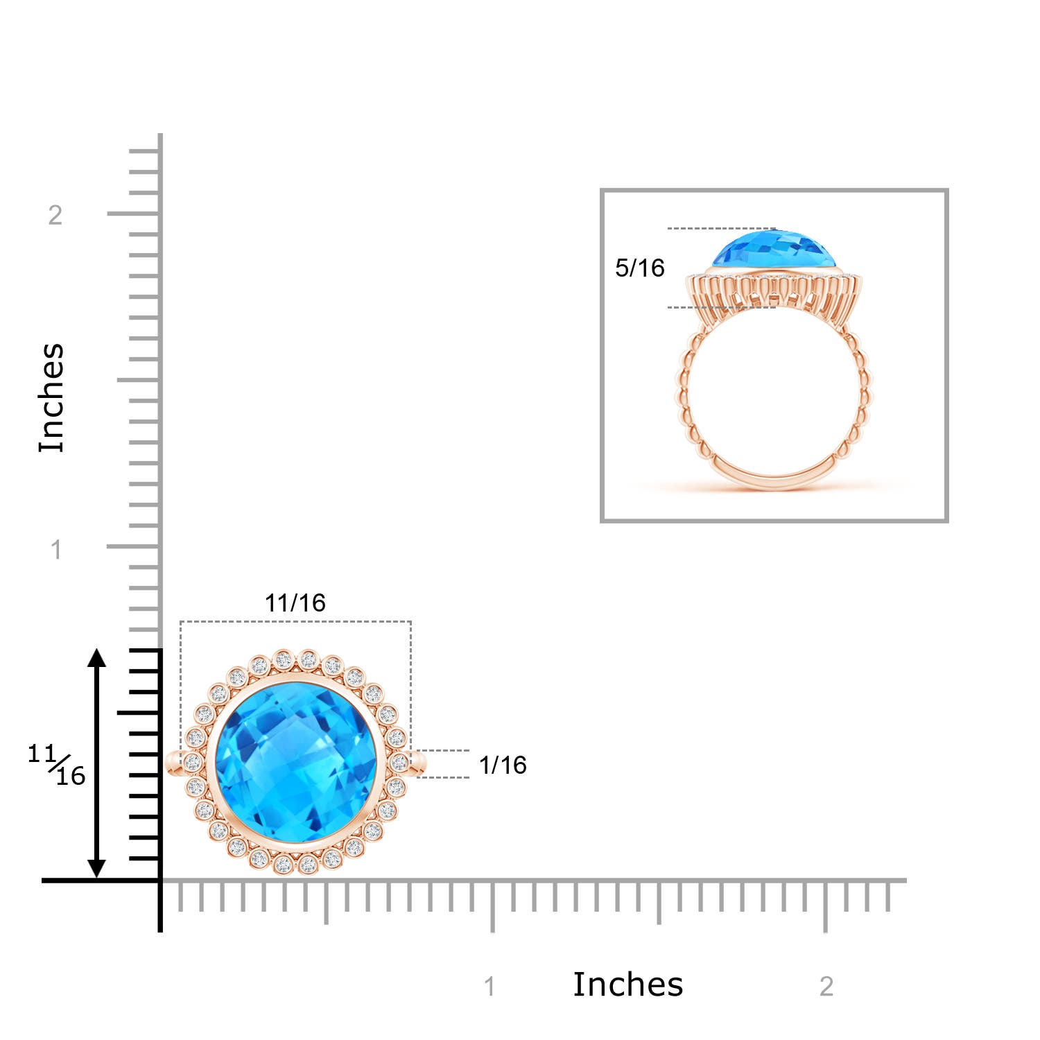 AAAA - Swiss Blue Topaz / 6.46 CT / 14 KT Rose Gold