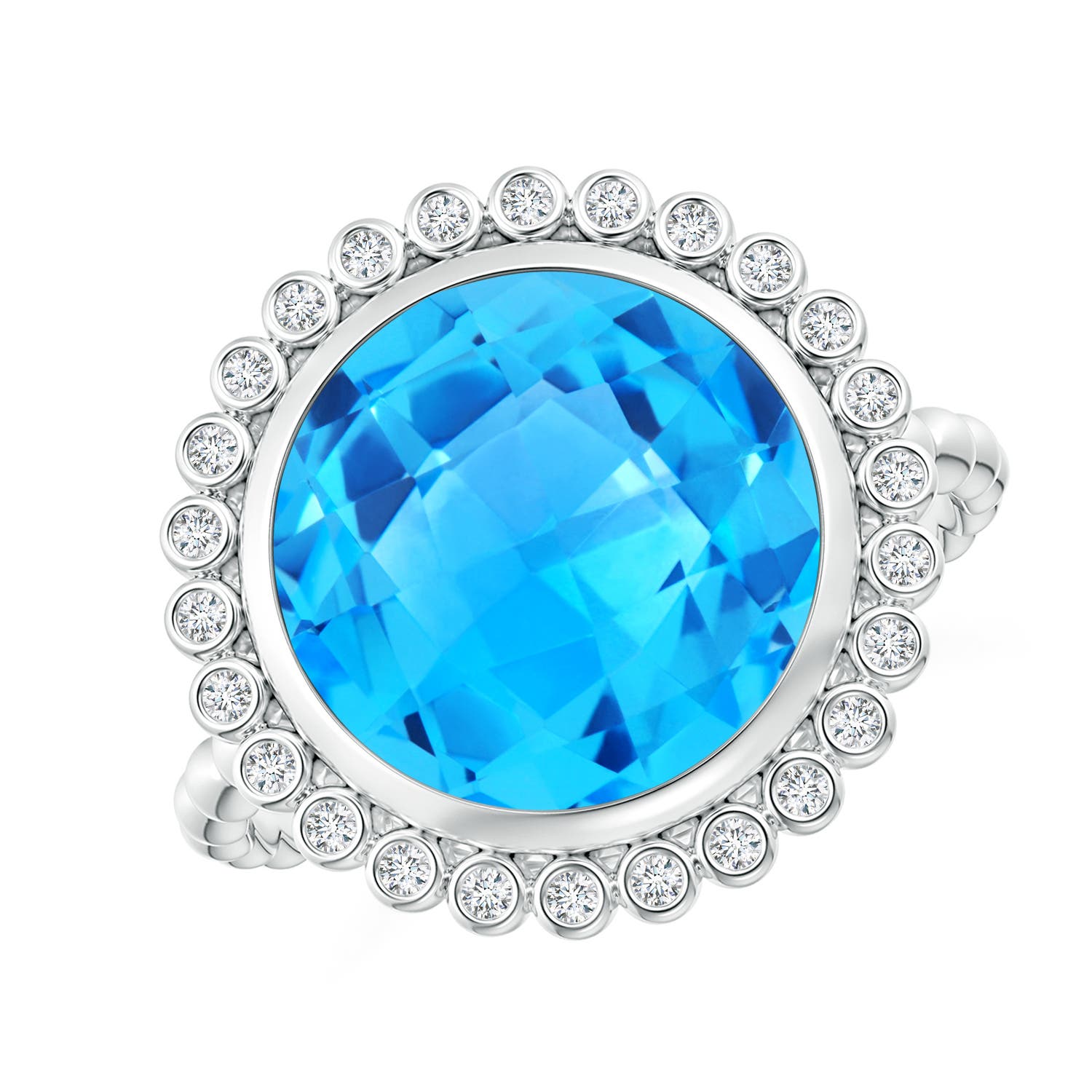 AAAA - Swiss Blue Topaz / 6.46 CT / 14 KT White Gold