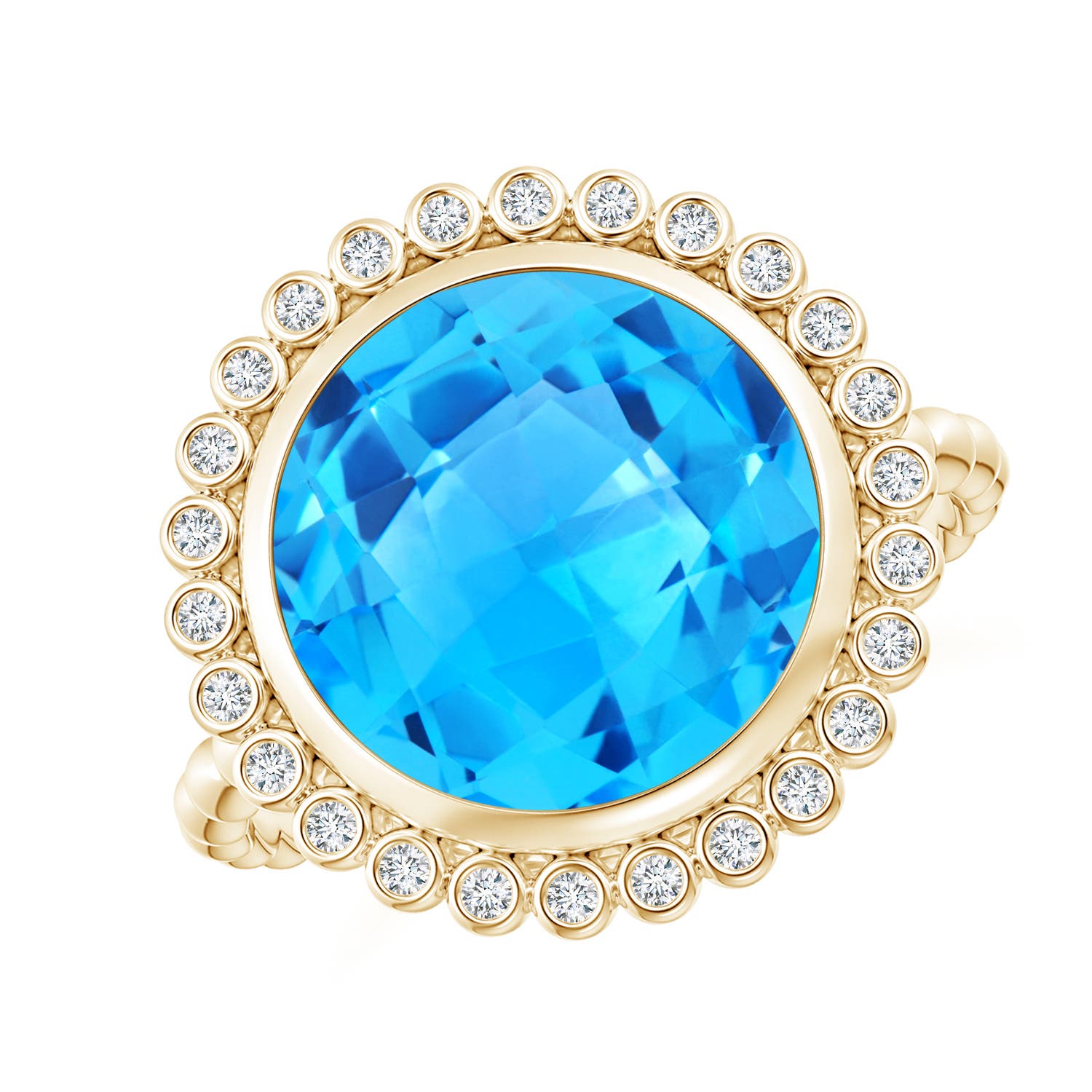 AAAA - Swiss Blue Topaz / 6.46 CT / 14 KT Yellow Gold