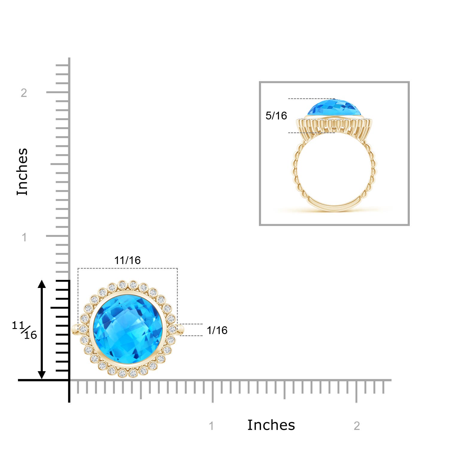 AAAA - Swiss Blue Topaz / 6.46 CT / 14 KT Yellow Gold