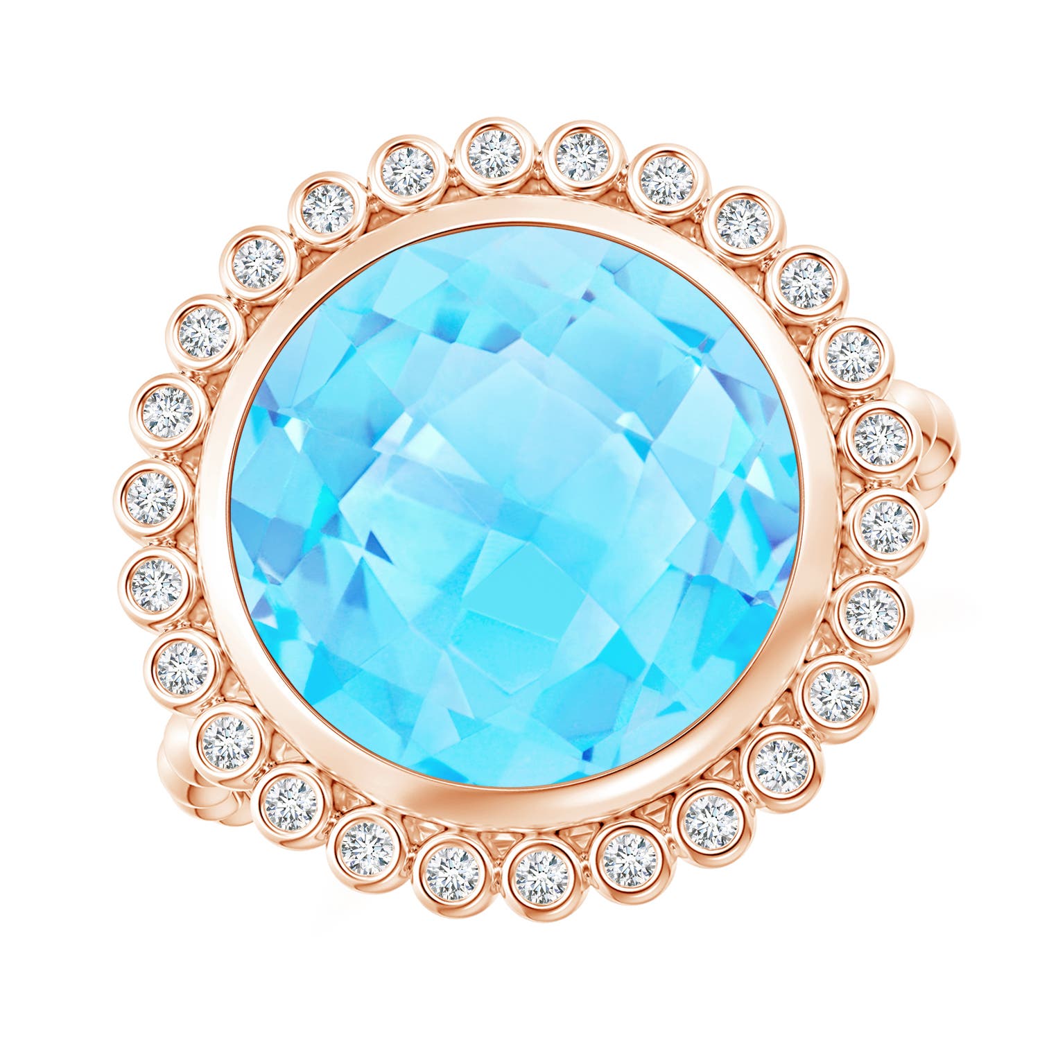 A - Swiss Blue Topaz / 8.51 CT / 14 KT Rose Gold