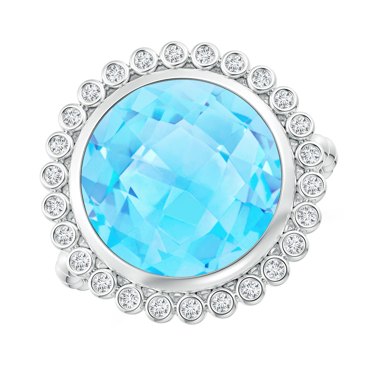 A - Swiss Blue Topaz / 8.51 CT / 14 KT White Gold