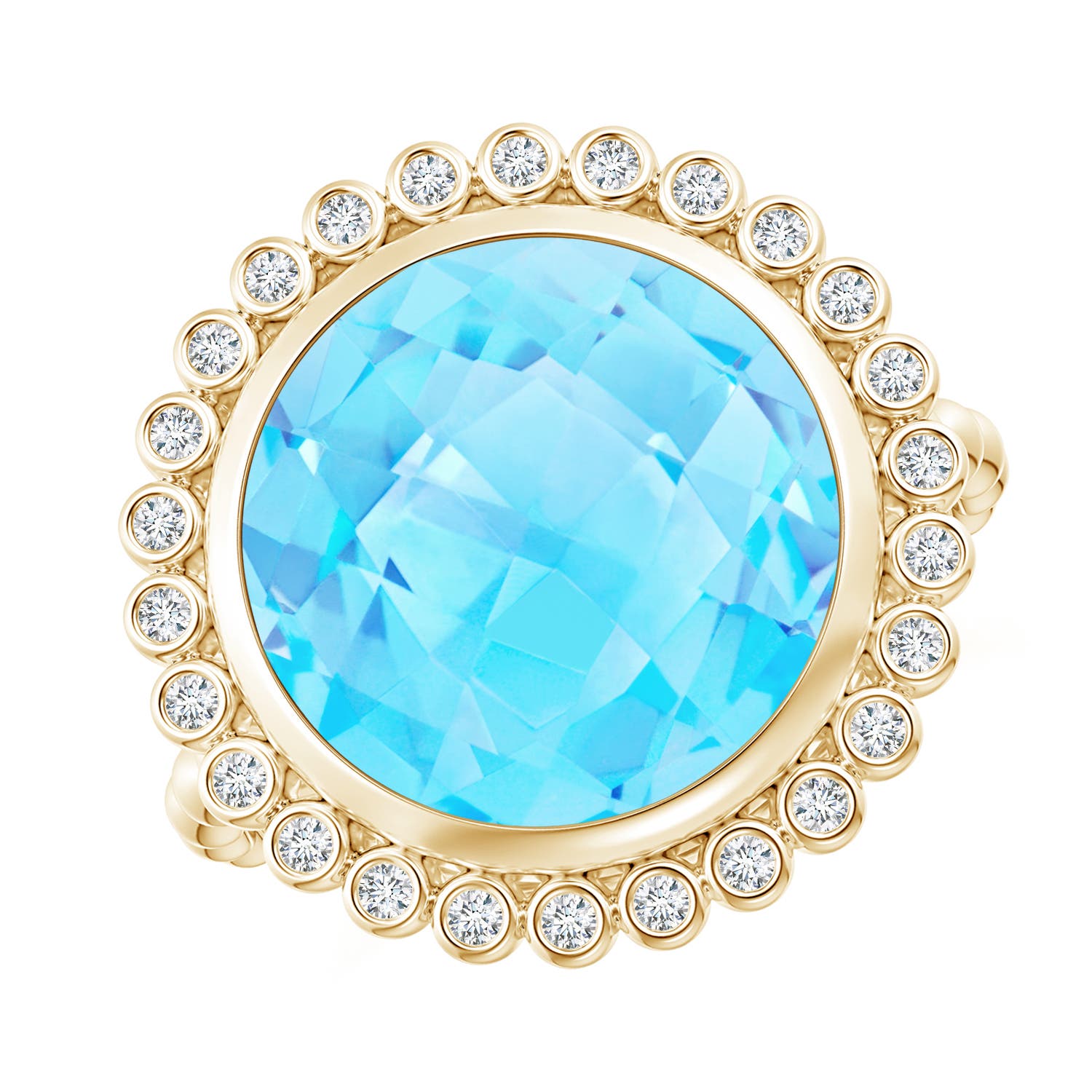 A - Swiss Blue Topaz / 8.51 CT / 14 KT Yellow Gold