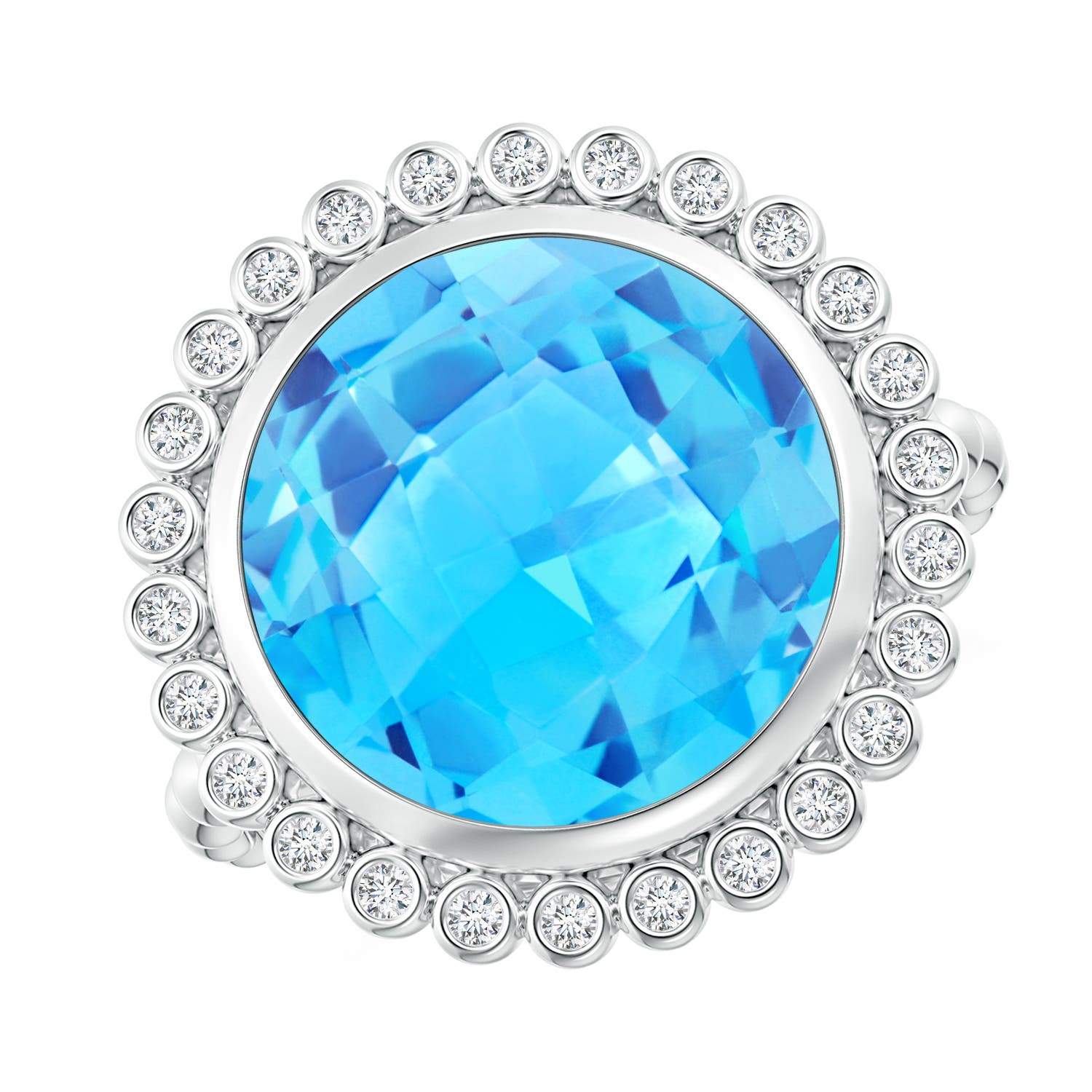 AAA - Swiss Blue Topaz / 8.51 CT / 14 KT White Gold