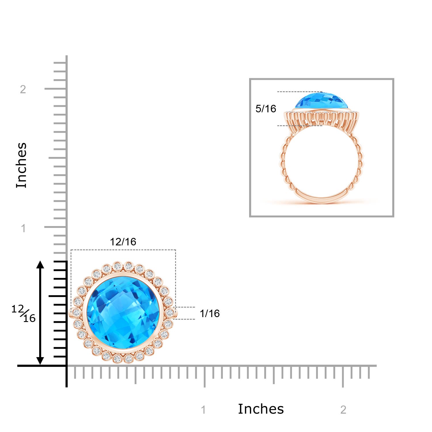 AAAA - Swiss Blue Topaz / 8.51 CT / 14 KT Rose Gold