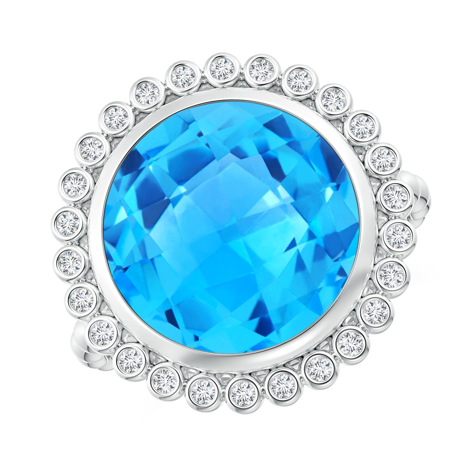 AAAA - Swiss Blue Topaz / 8.51 CT / 14 KT White Gold