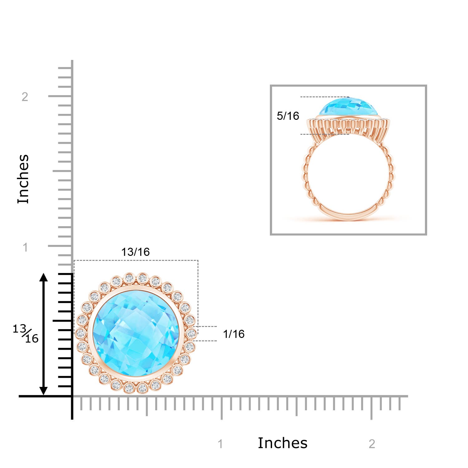 A - Swiss Blue Topaz / 10.76 CT / 14 KT Rose Gold