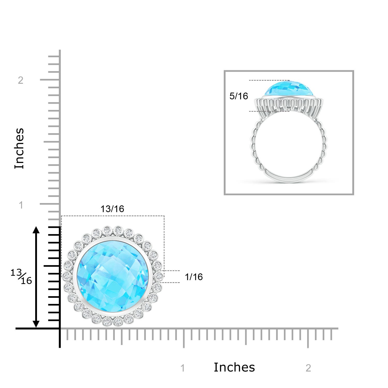 A - Swiss Blue Topaz / 10.76 CT / 14 KT White Gold