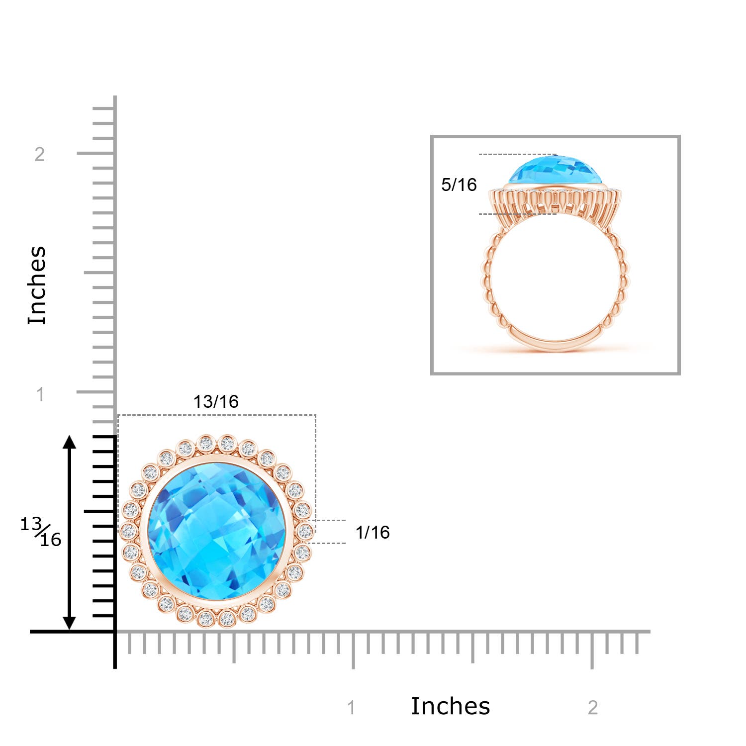 AAA - Swiss Blue Topaz / 10.76 CT / 14 KT Rose Gold