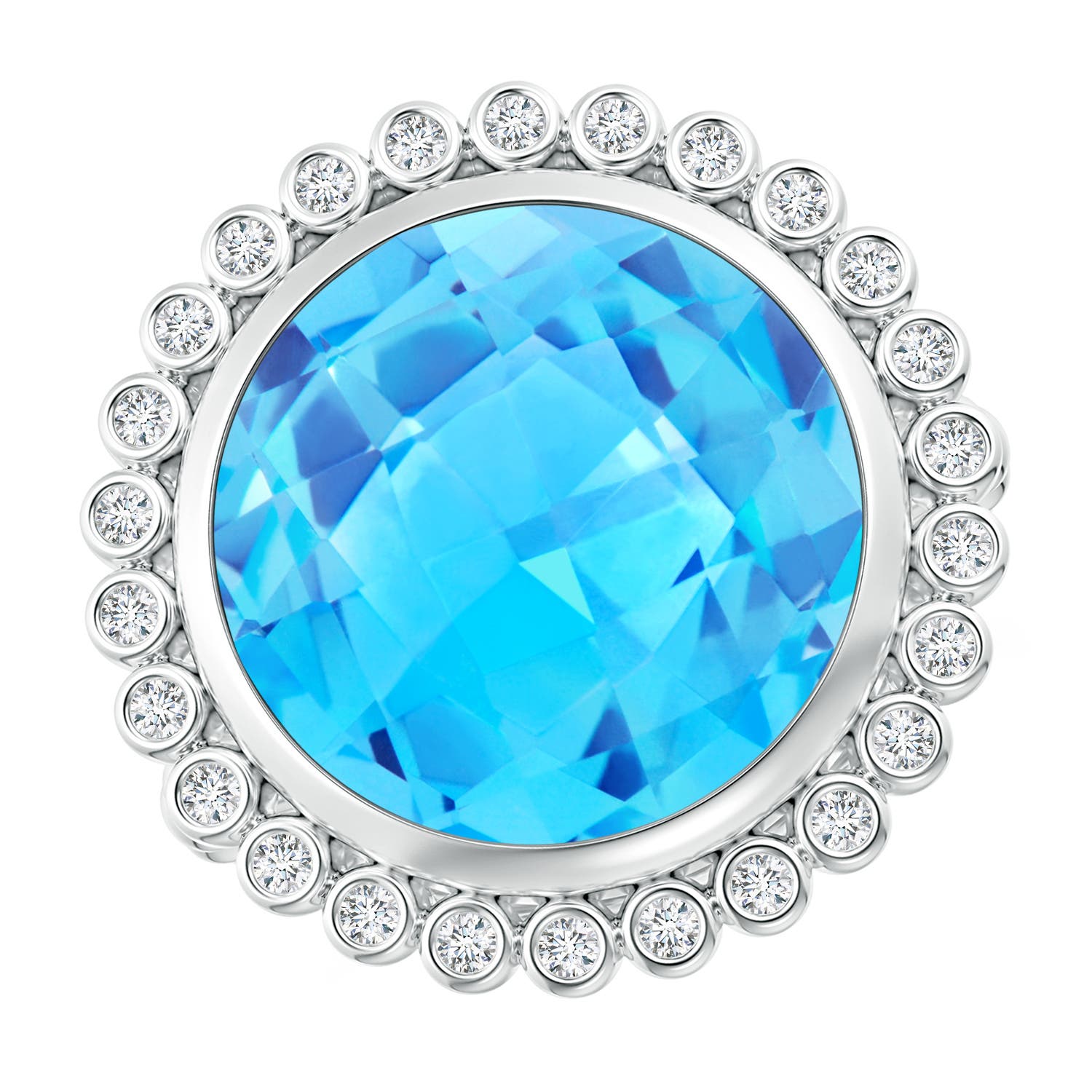 AAA - Swiss Blue Topaz / 10.76 CT / 14 KT White Gold