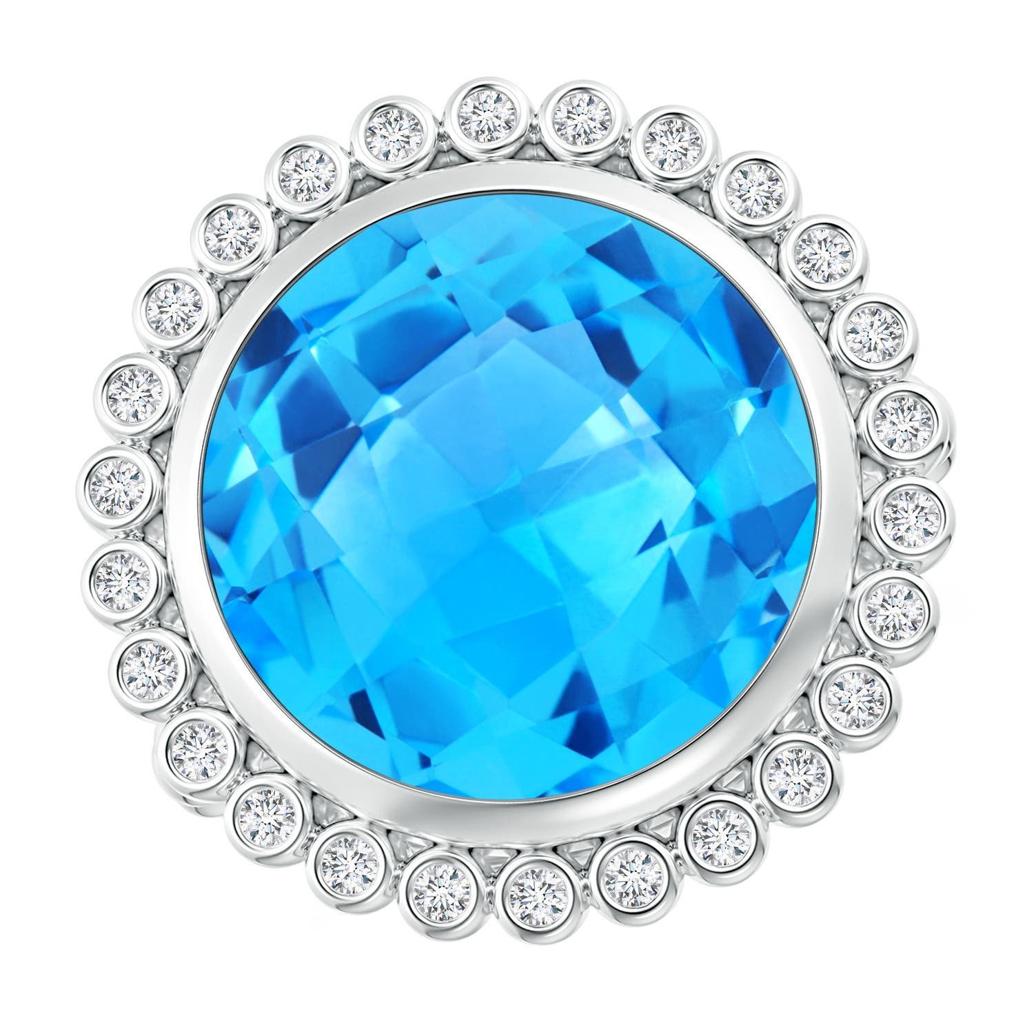 AAAA - Swiss Blue Topaz / 10.76 CT / 14 KT White Gold