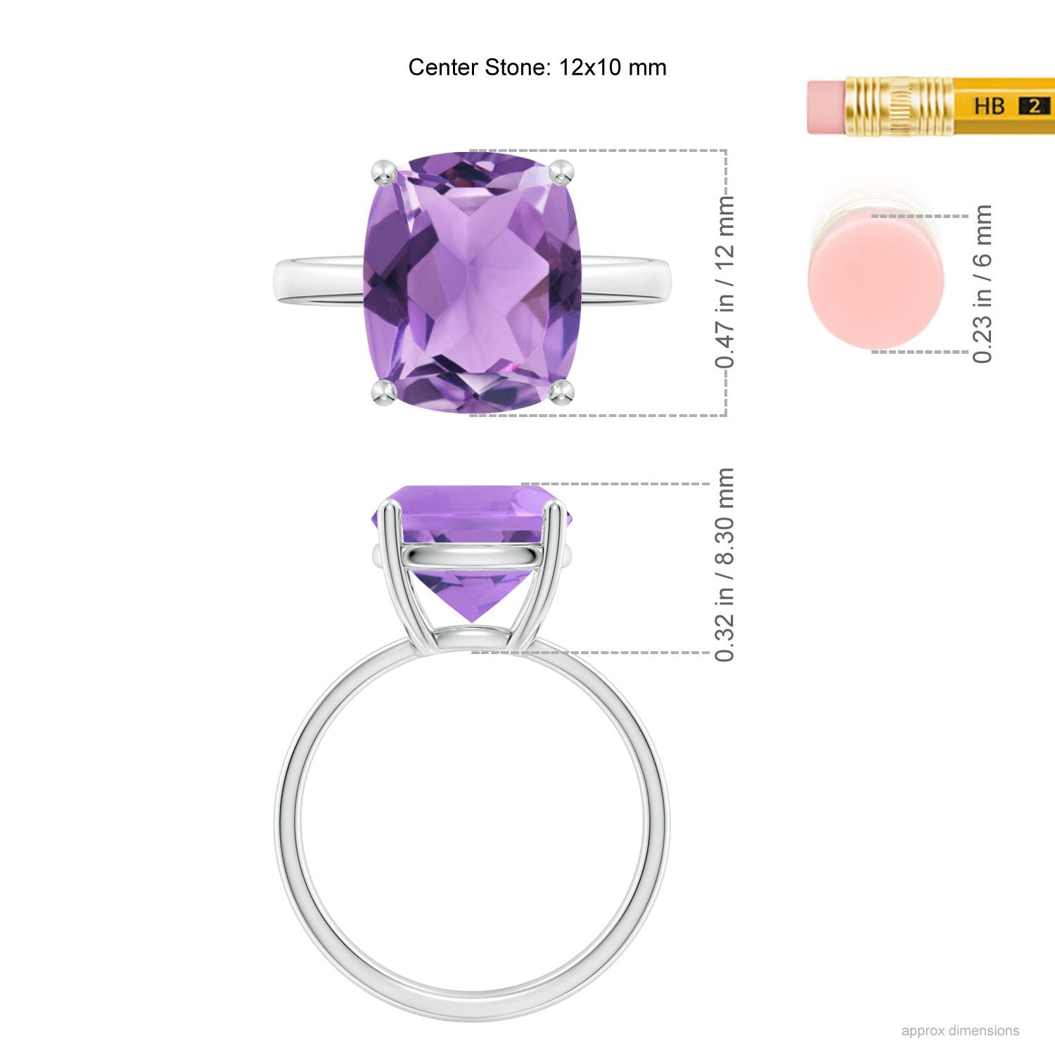 A - Amethyst / 4.6 CT / 14 KT White Gold