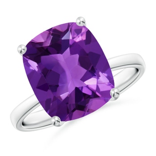 12x10mm AAAA Prong-Set Cushion Amethyst Cocktail Ring in White Gold