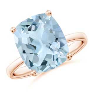 12x10mm AA Prong-Set Cushion Aquamarine Cocktail Ring in Rose Gold