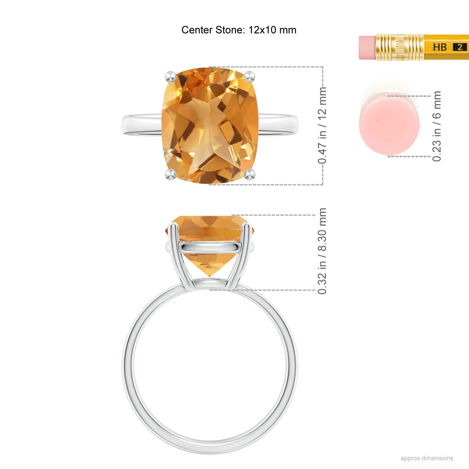 A - Citrine / 4.7 CT / 14 KT White Gold