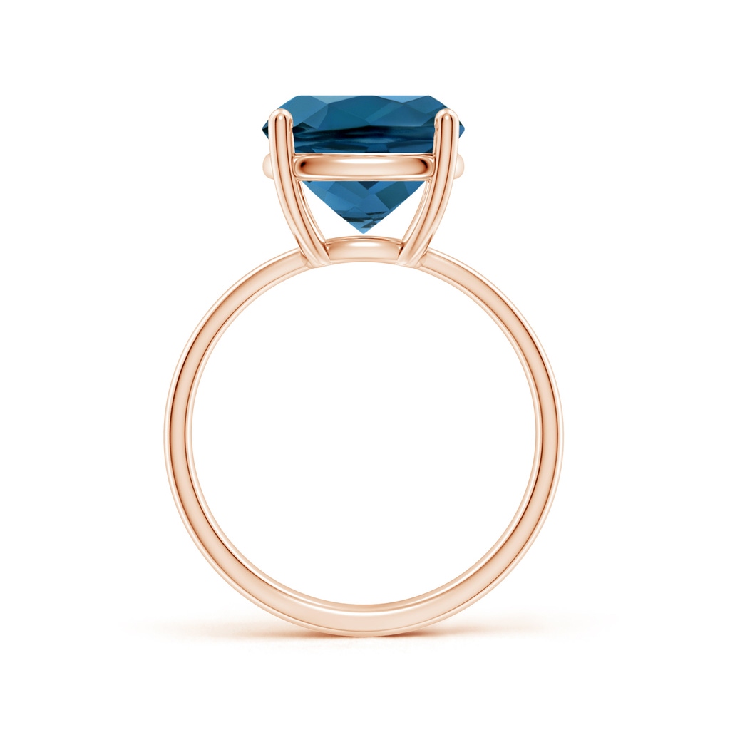 12x10mm AAA Prong-Set Cushion London Blue Topaz Cocktail Ring in Rose Gold - side 199