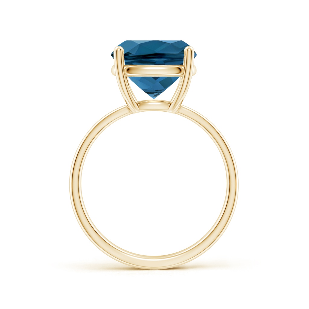 12x10mm AAA Prong-Set Cushion London Blue Topaz Cocktail Ring in Yellow Gold - side 199