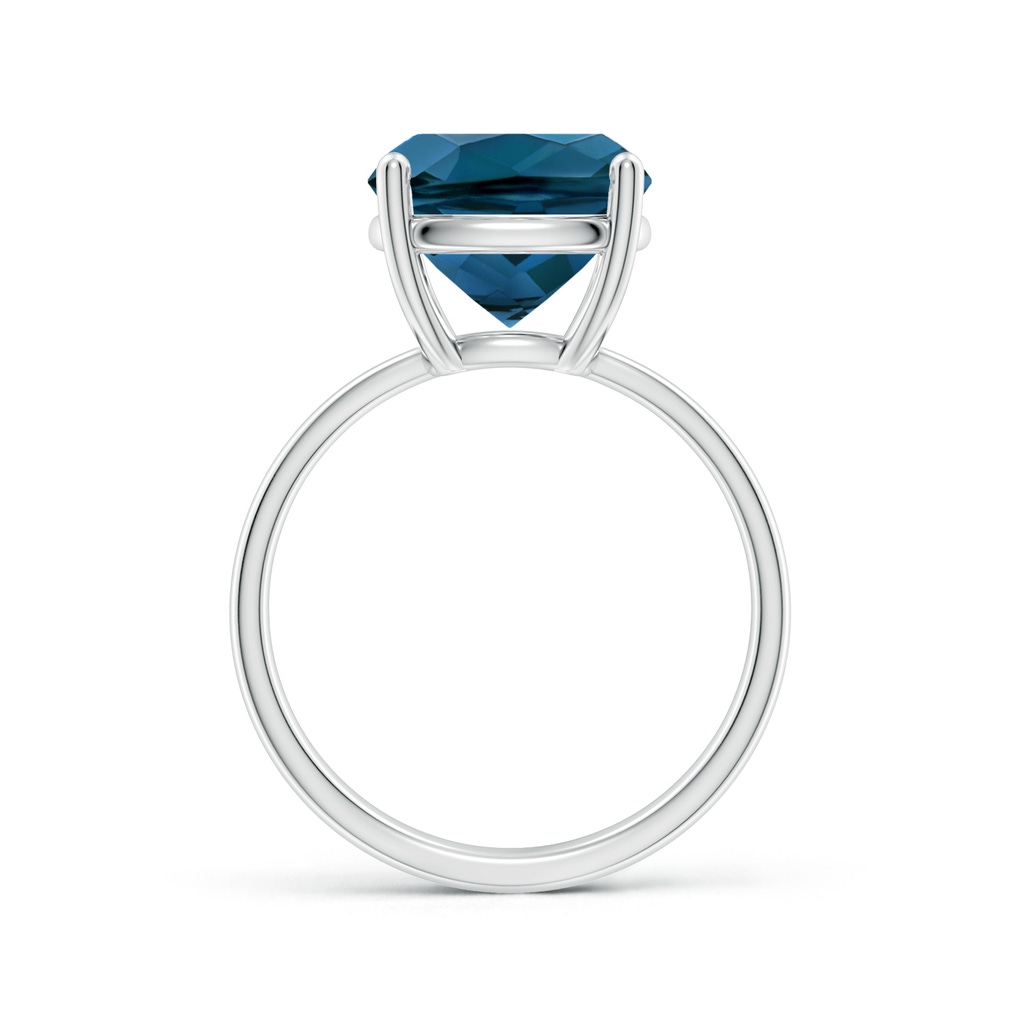12x10mm AAAA Prong-Set Cushion London Blue Topaz Cocktail Ring in White Gold - side 199