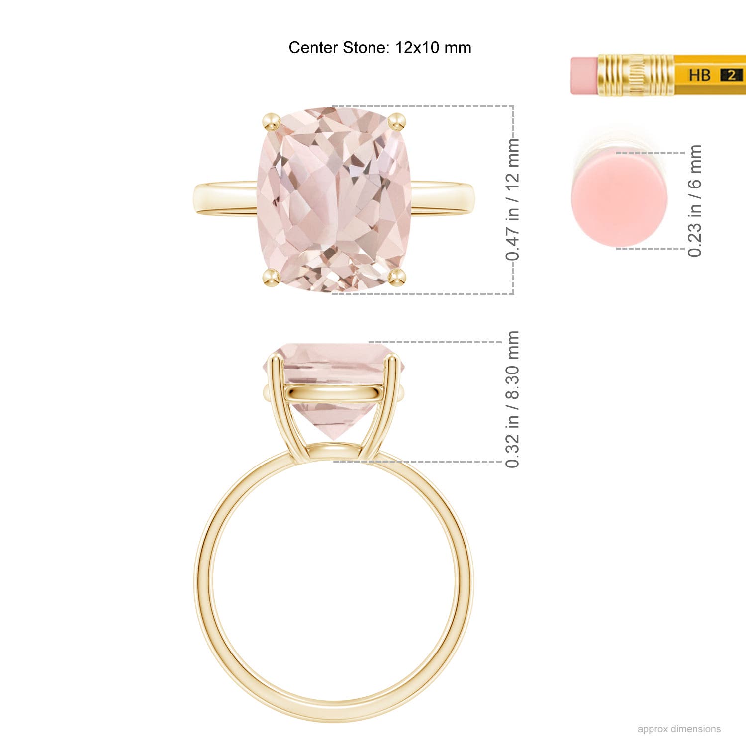 A - Morganite / 4 CT / 14 KT Yellow Gold