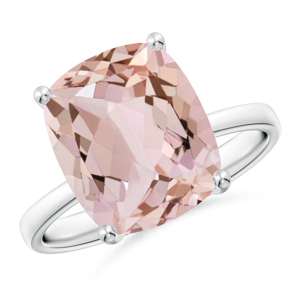 12x10mm AA Prong-Set Cushion Morganite Cocktail Ring in White Gold