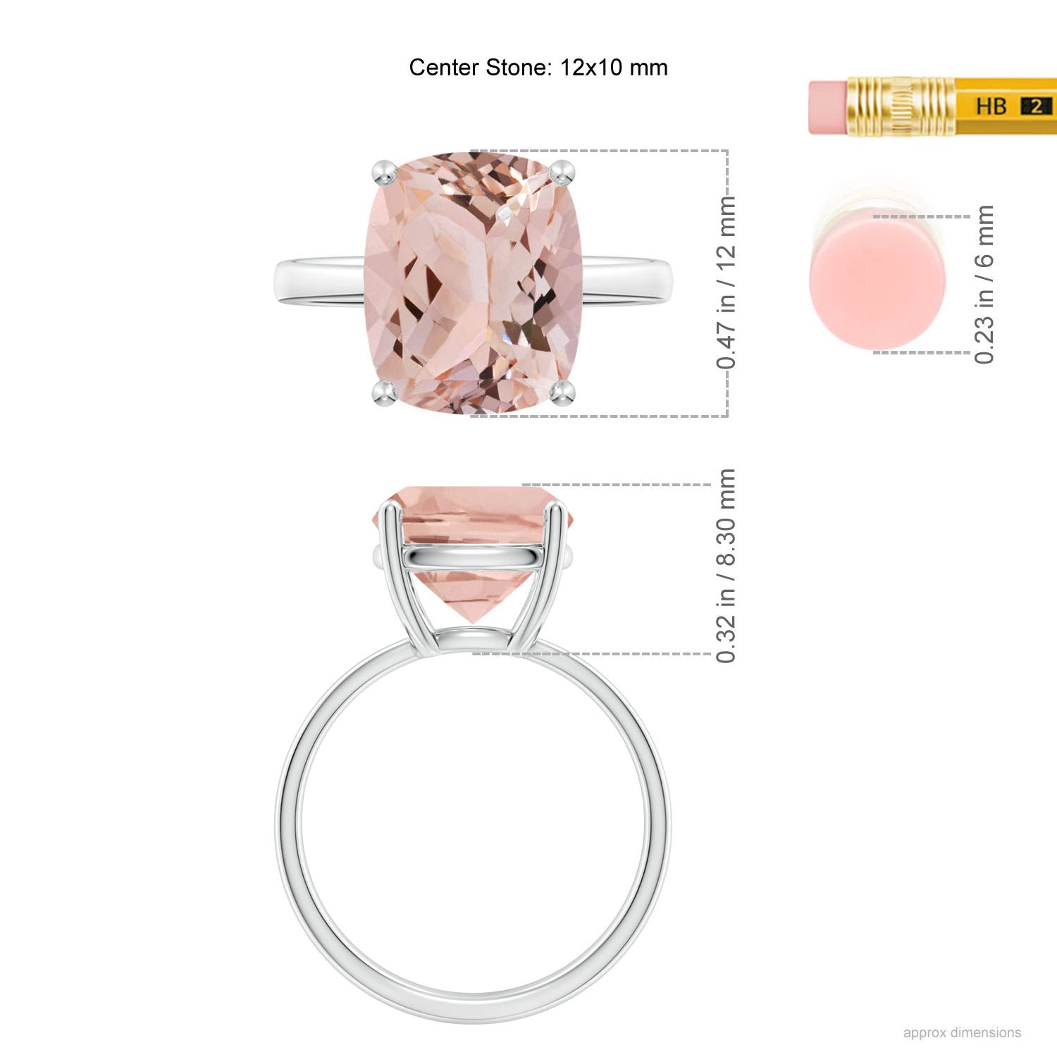 AAA - Morganite / 4 CT / 14 KT White Gold