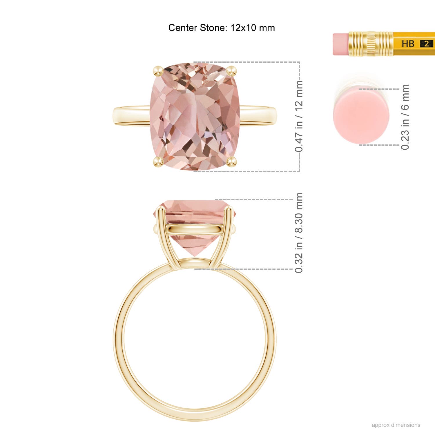 AAAA - Morganite / 4 CT / 14 KT Yellow Gold