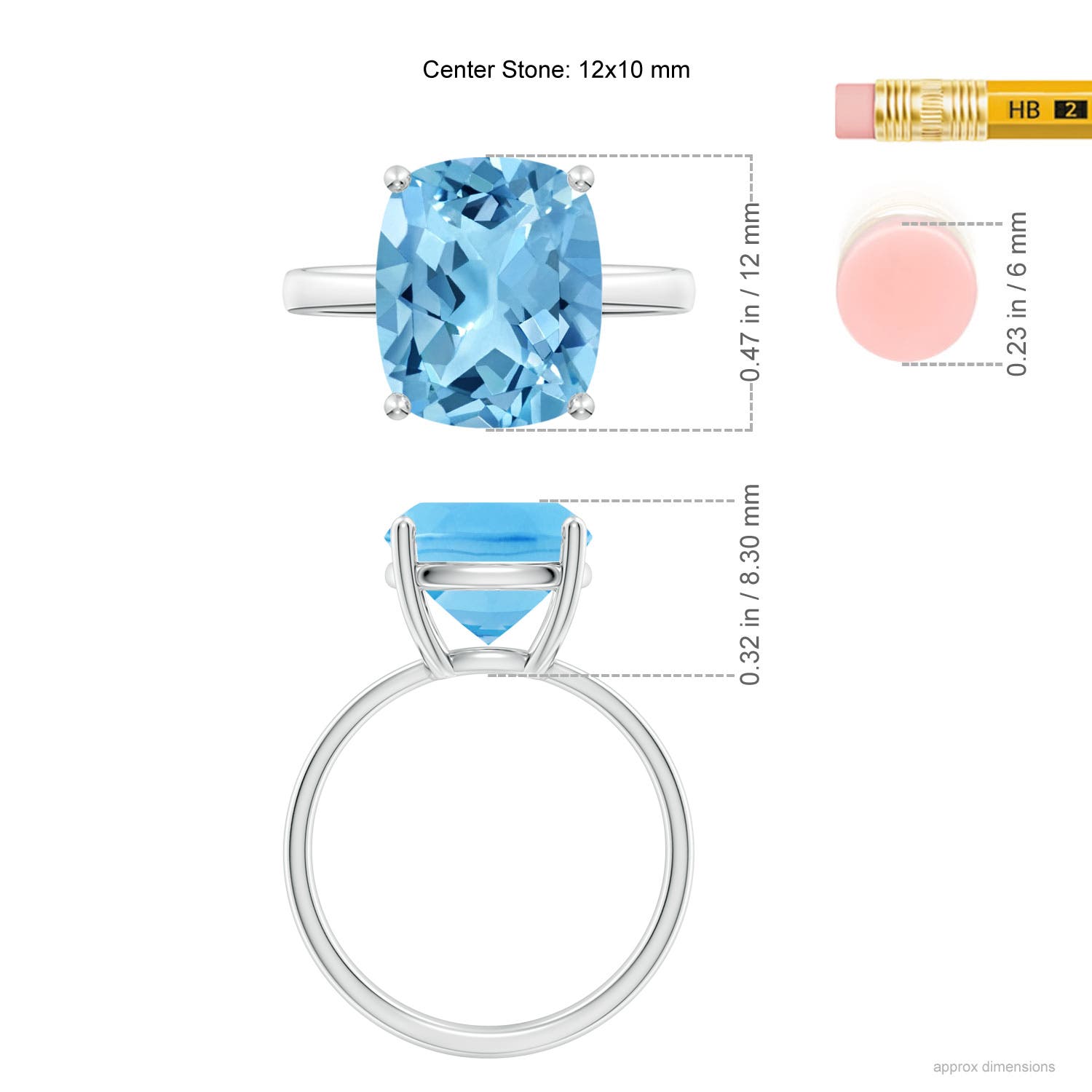 A - Swiss Blue Topaz / 5.8 CT / 14 KT White Gold