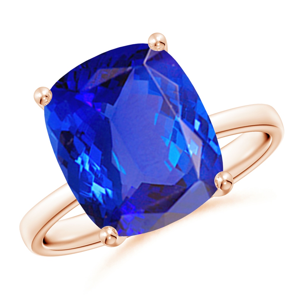 12x10mm AAA Prong-Set Cushion Tanzanite Cocktail Ring in Rose Gold