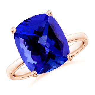 12x10mm AAAA Prong-Set Cushion Tanzanite Cocktail Ring in Rose Gold