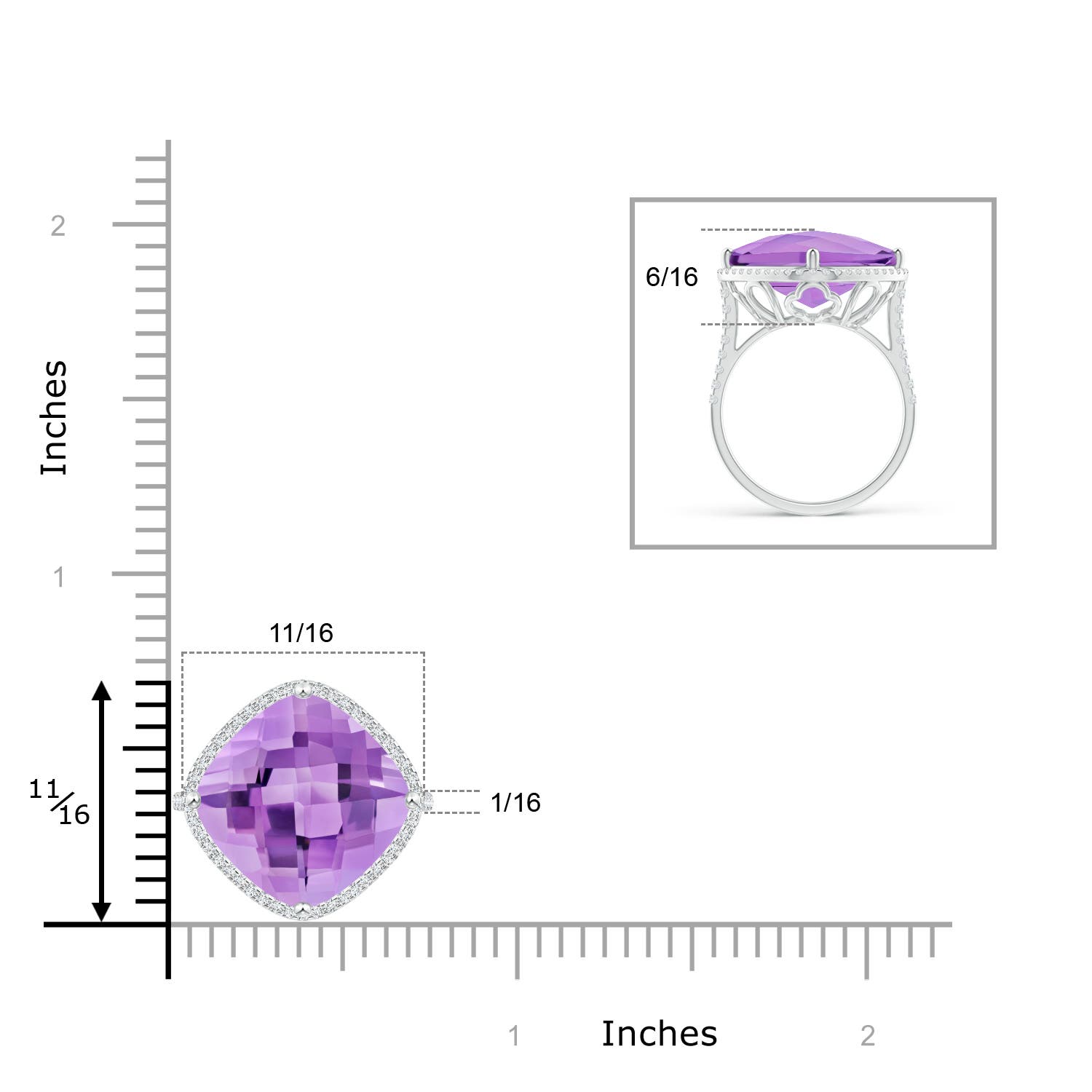 A - Amethyst / 11.39 CT / 14 KT White Gold