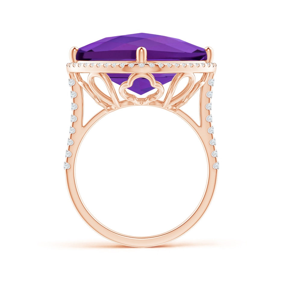 15mm AAAA Cushion Amethyst Halo Ring with Clover Motif in Rose Gold product image