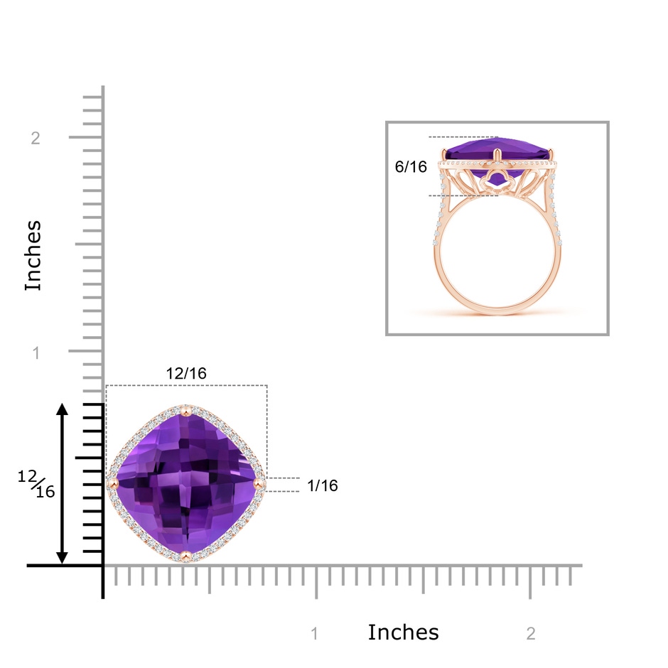 15mm AAAA Cushion Amethyst Halo Ring with Clover Motif in Rose Gold product image