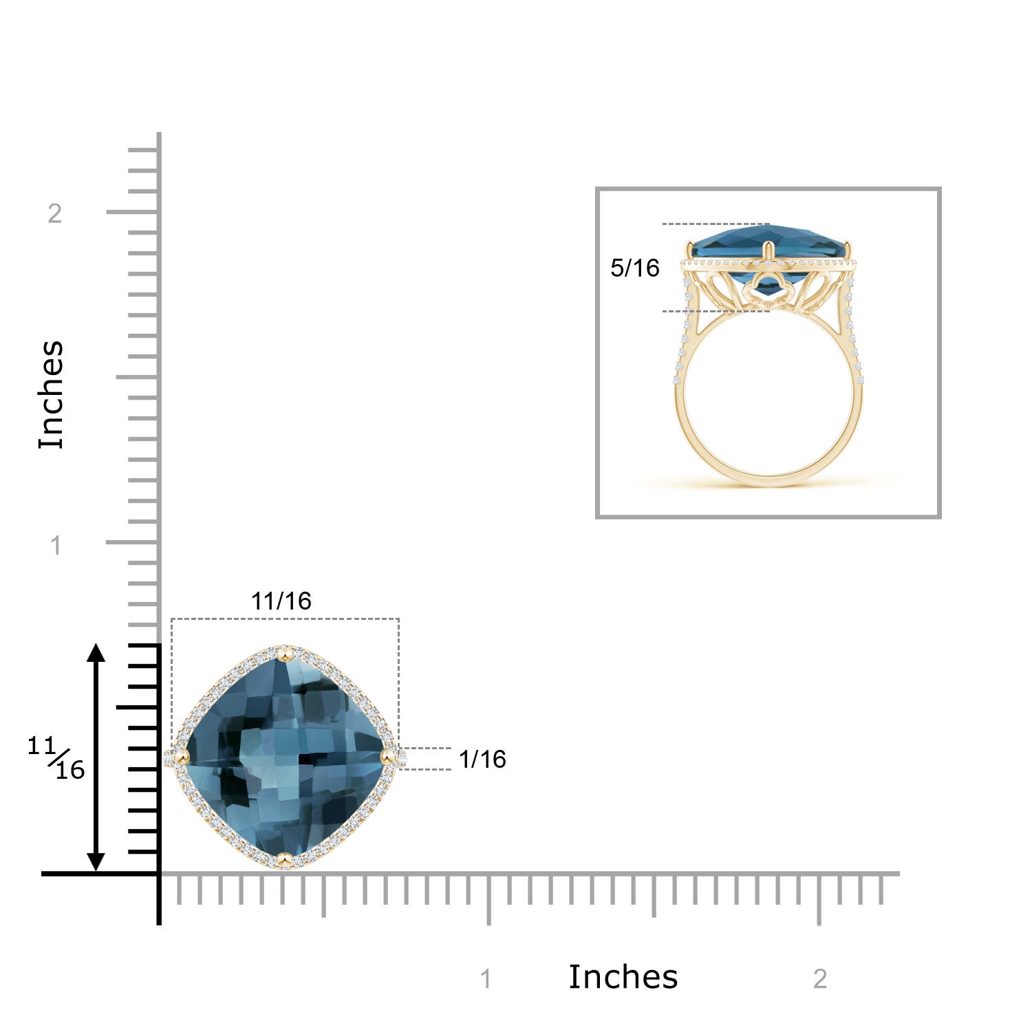 A - London Blue Topaz / 9.3 CT / 14 KT Yellow Gold